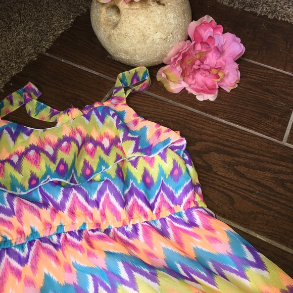 Girls 7-8 multi color high low maxi dress - Picture 3 of 6